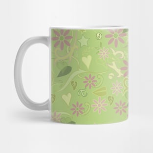 Green dynamic print with flowers Mug